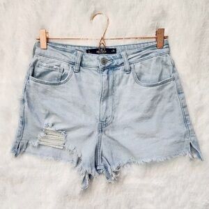 Hollister Women's Distressed Light Blue Jean Shorts